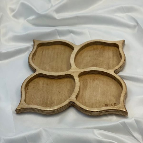 اردوخوری چوبی طرح گل 4 برگ