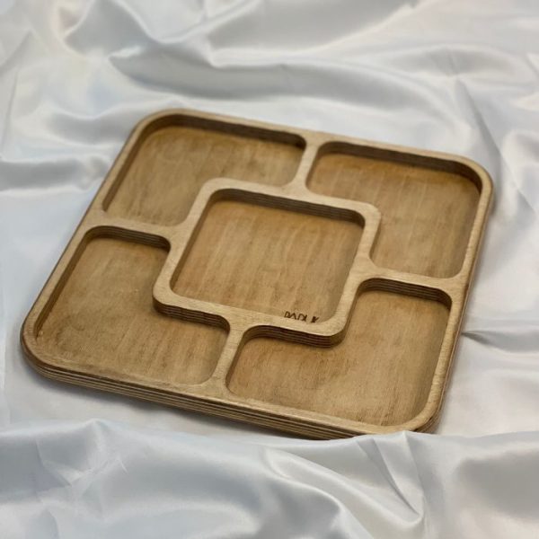 تخته سرو مربعی چوبی 5 تکه